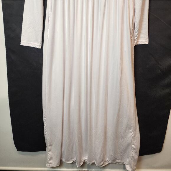 New White Maxi Sleeve Casual T-Shirt Dress Soft Pockets Stretch Dress Size XL - Picture 4 of 7